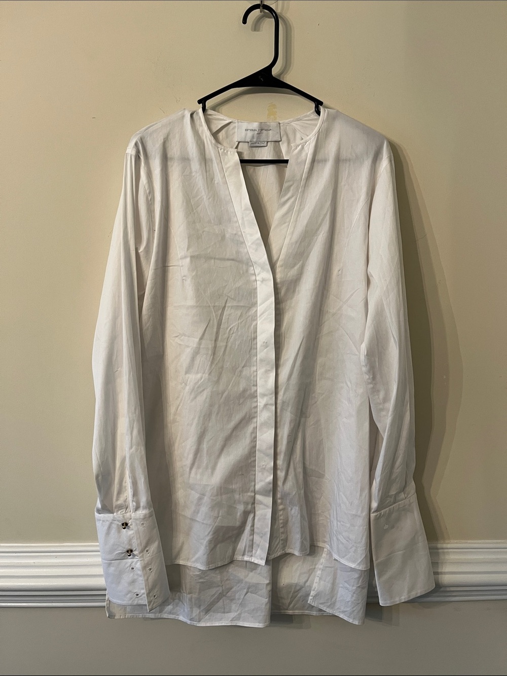 Esteban Cortazar White Long Sleeve Blouse Size 38 MSRP $595
